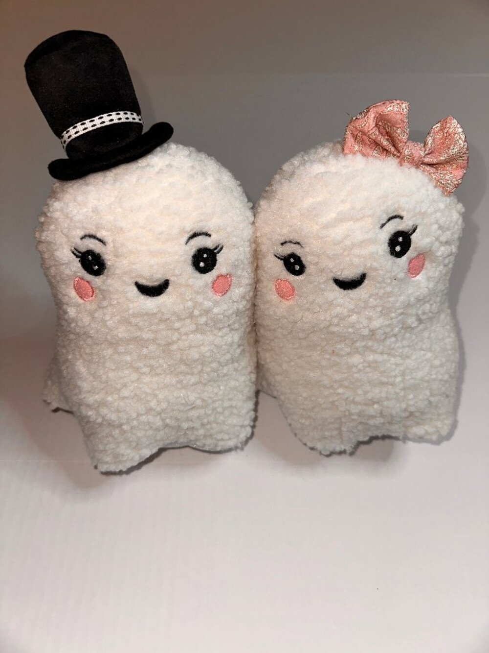 GHOST PARTY Plush Ghost Couple Weighted For Display 9.5 in Halloween Decor